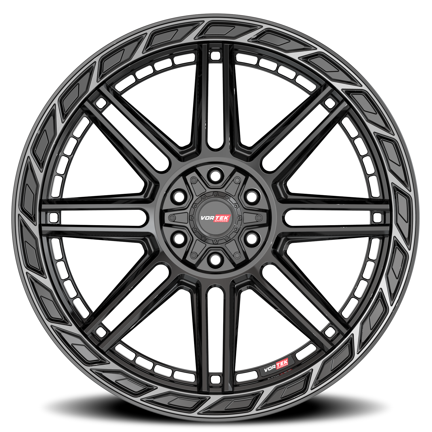 VORTEK VRP-501 20X9 0 5X139.7/5X150 BLACK DIAMOND CUT RING WITH DARK TINT