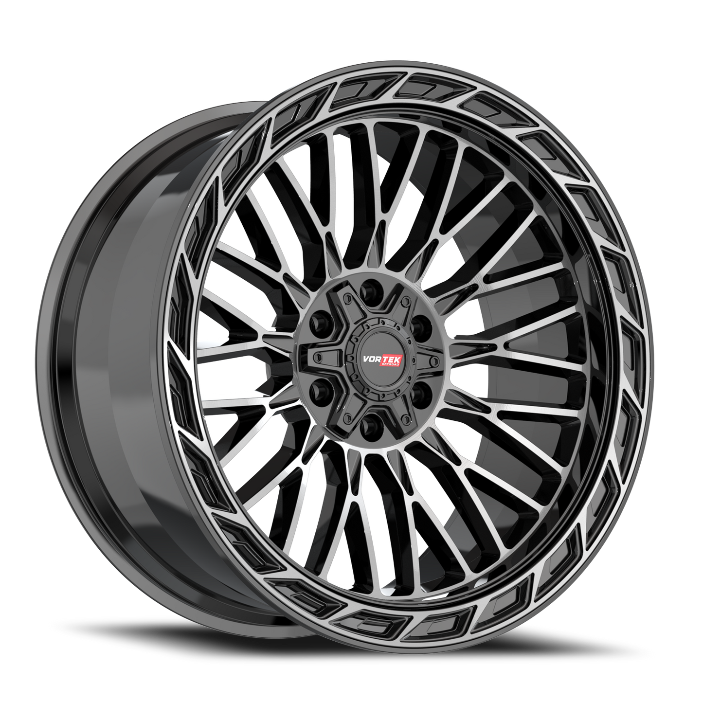 VORTEK VRP-502 20X9 12 5X127/5X139.7 BLACK DIAMOND CUT WITH DARK TINT