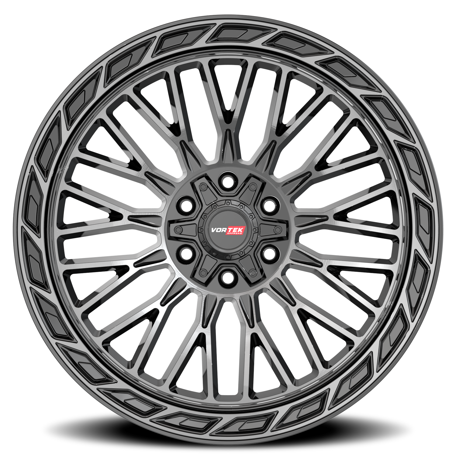 VORTEK VRP-502 20X9 0 5X139.7/5X150 BLACK DIAMOND CUT WITH DARK TINT