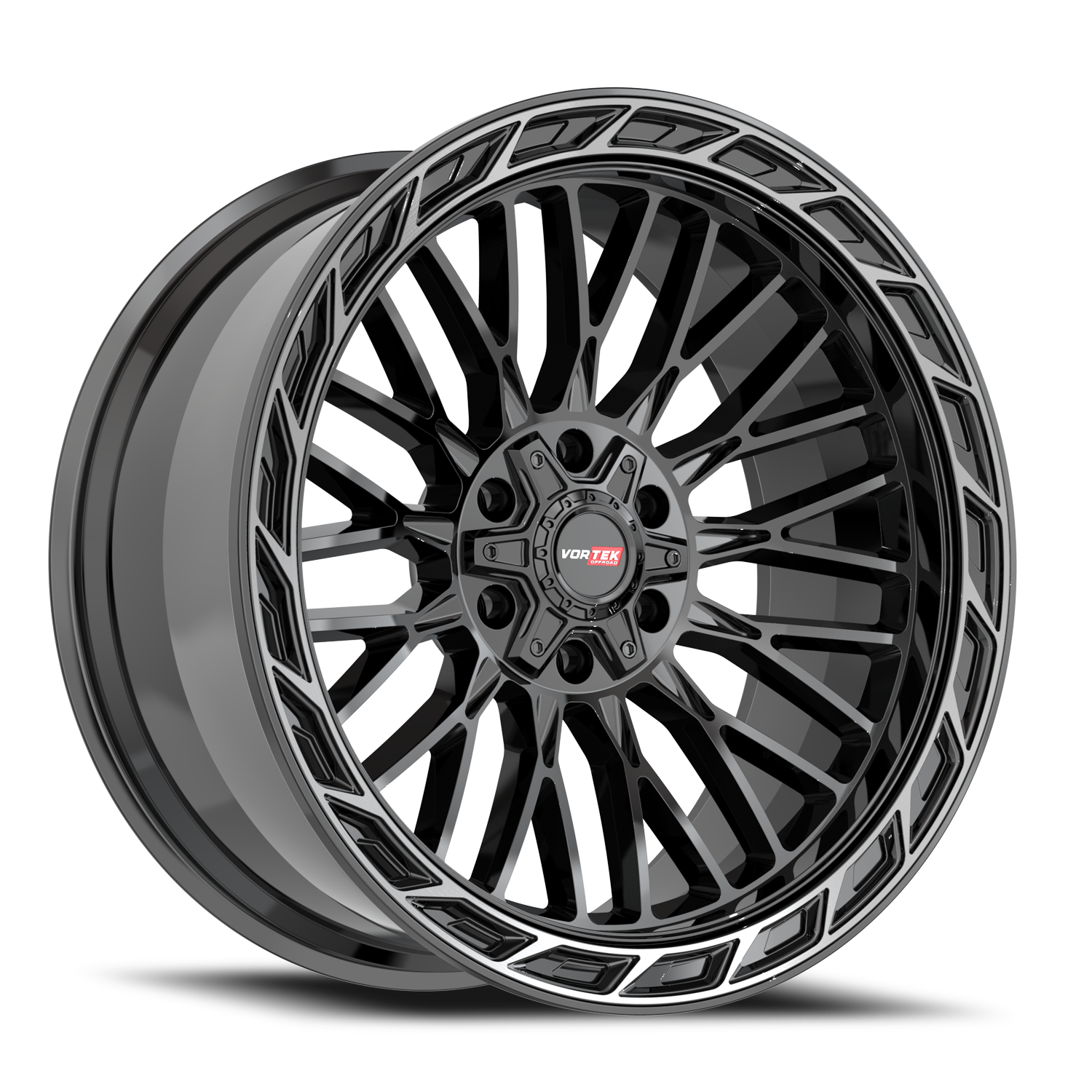 VORTEK VRP-502 20X9 0 5X127/5X139.7 BLACK DIAMOND CUT RING WITH DARK TINT