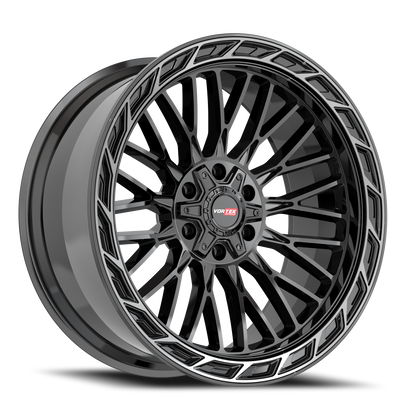 VORTEK VRP-502 20X9 0 5X127/5X139.7 BLACK DIAMOND CUT RING WITH DARK TINT