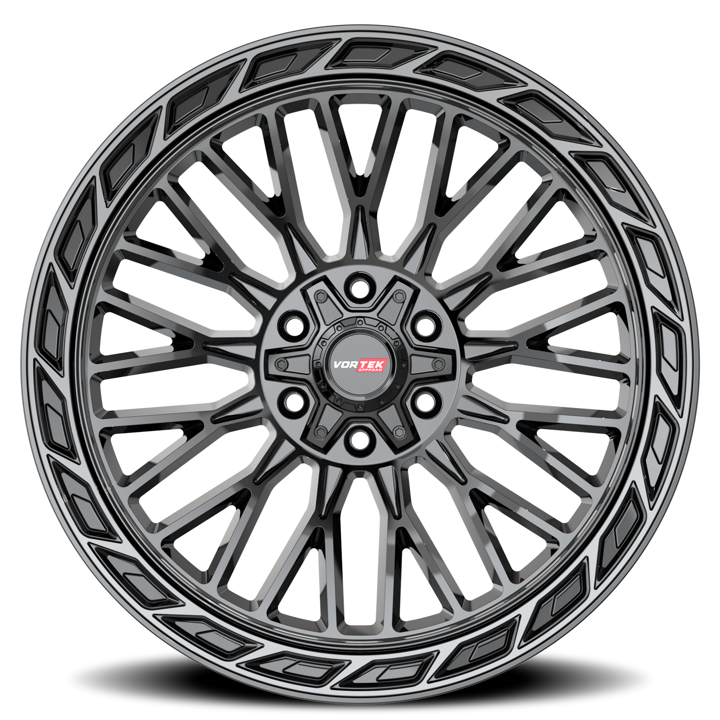 VORTEK VRP-502 20X9 0 5X127/5X139.7 BLACK DIAMOND CUT RING WITH DARK TINT