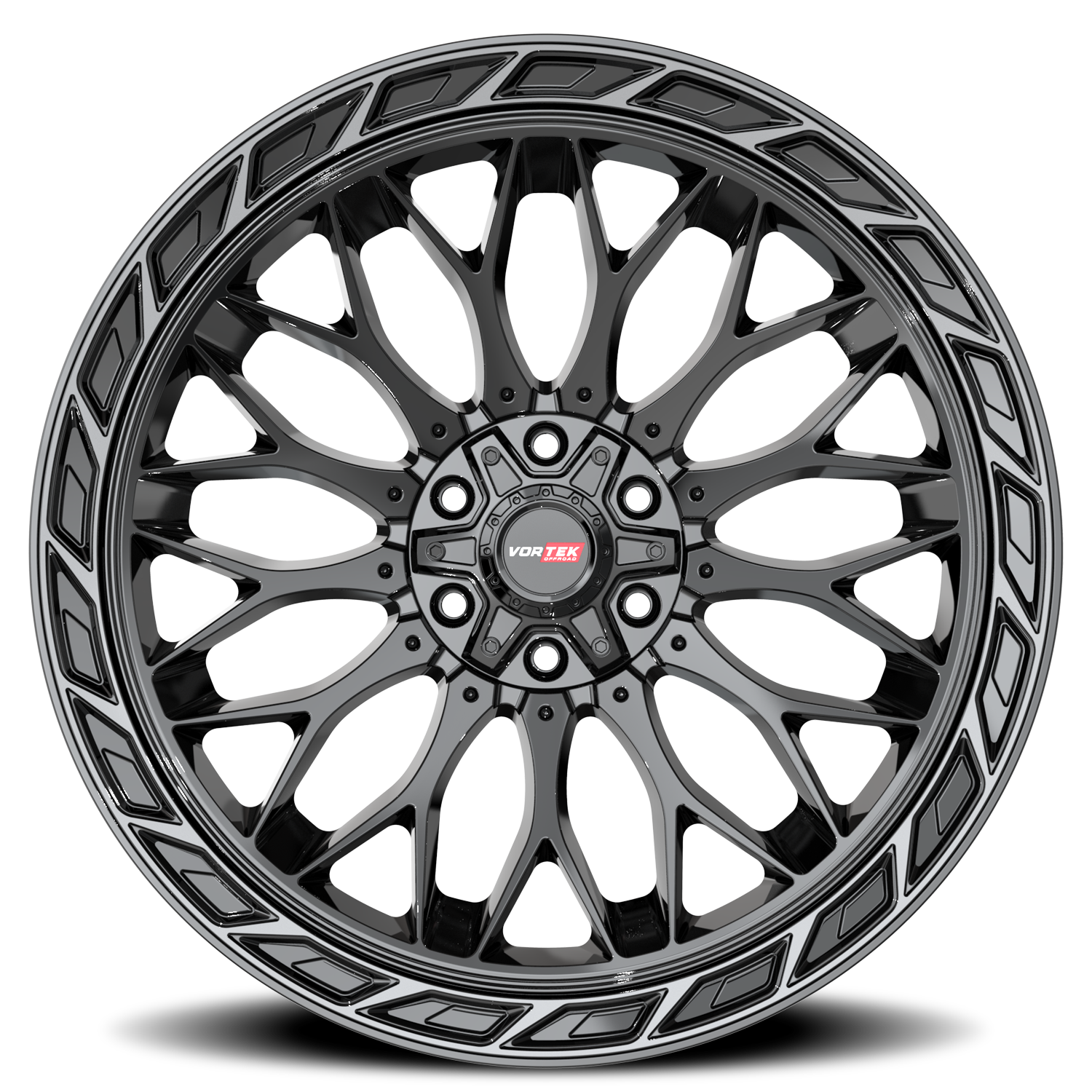 VORTEK VRP-503 20X9 0 5X139.7/5X150 BLACK DIAMOND CUT RING WITH DARK TINT