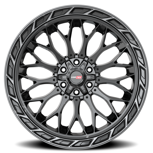 VORTEK VRP-503 20X9 0 5X127/5X139.7 BLACK DIAMOND CUT RING WITH DARK TINT