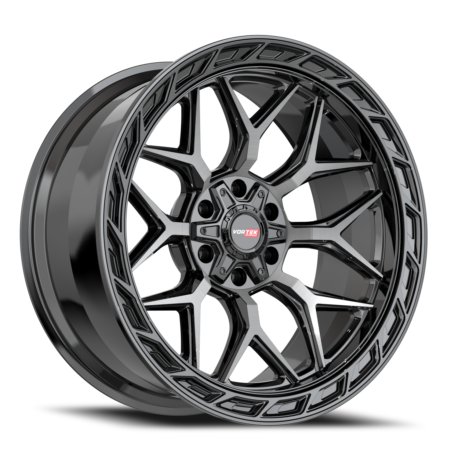VORTEK VRP-504 20X9 0 6X135/6X139.7 BLACK DIAMOND CUT WITH DARK TINT