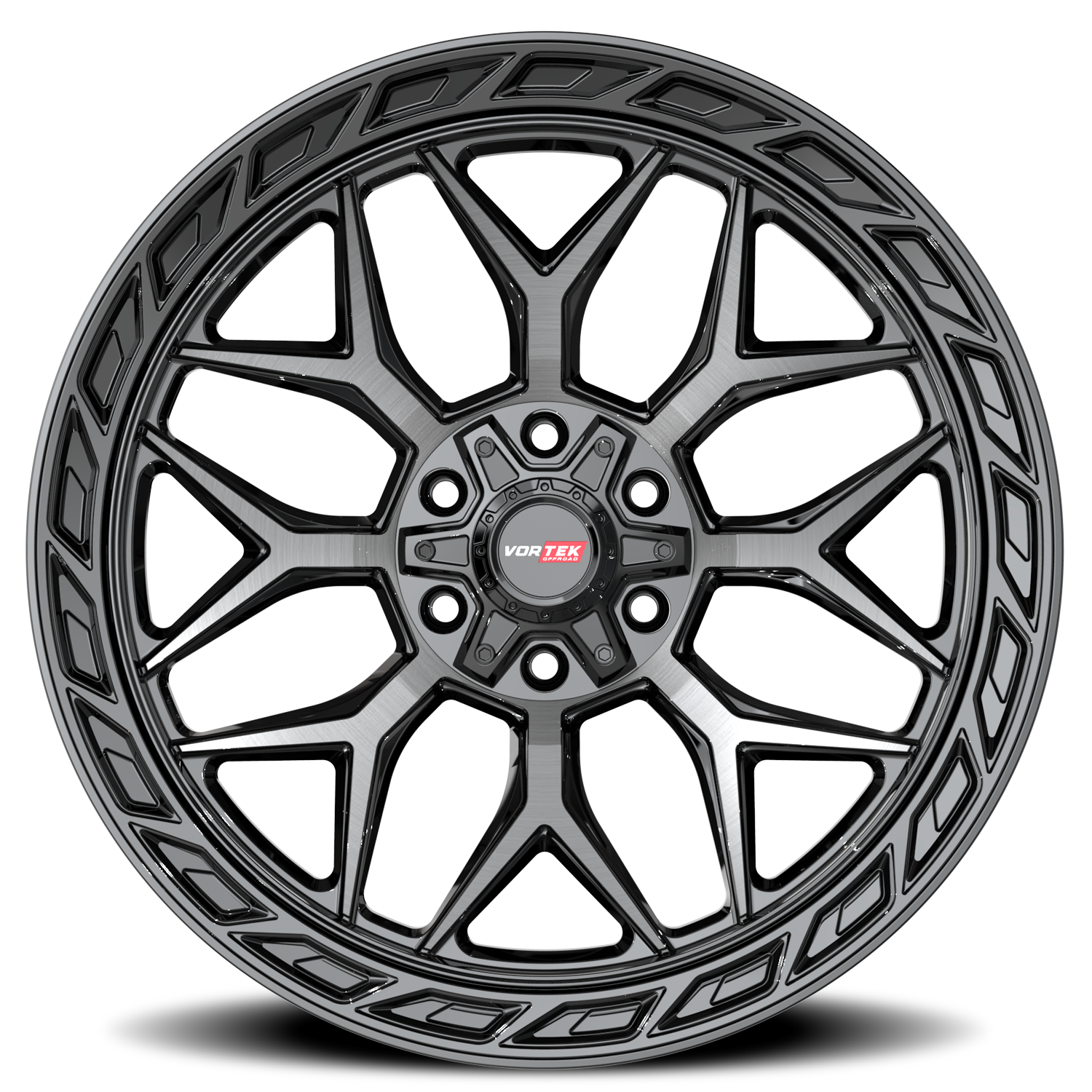 VORTEK VRP-504 20X10 -18 6X135/6X139.7 BLACK DIAMOND CUT WITH DARK TINT