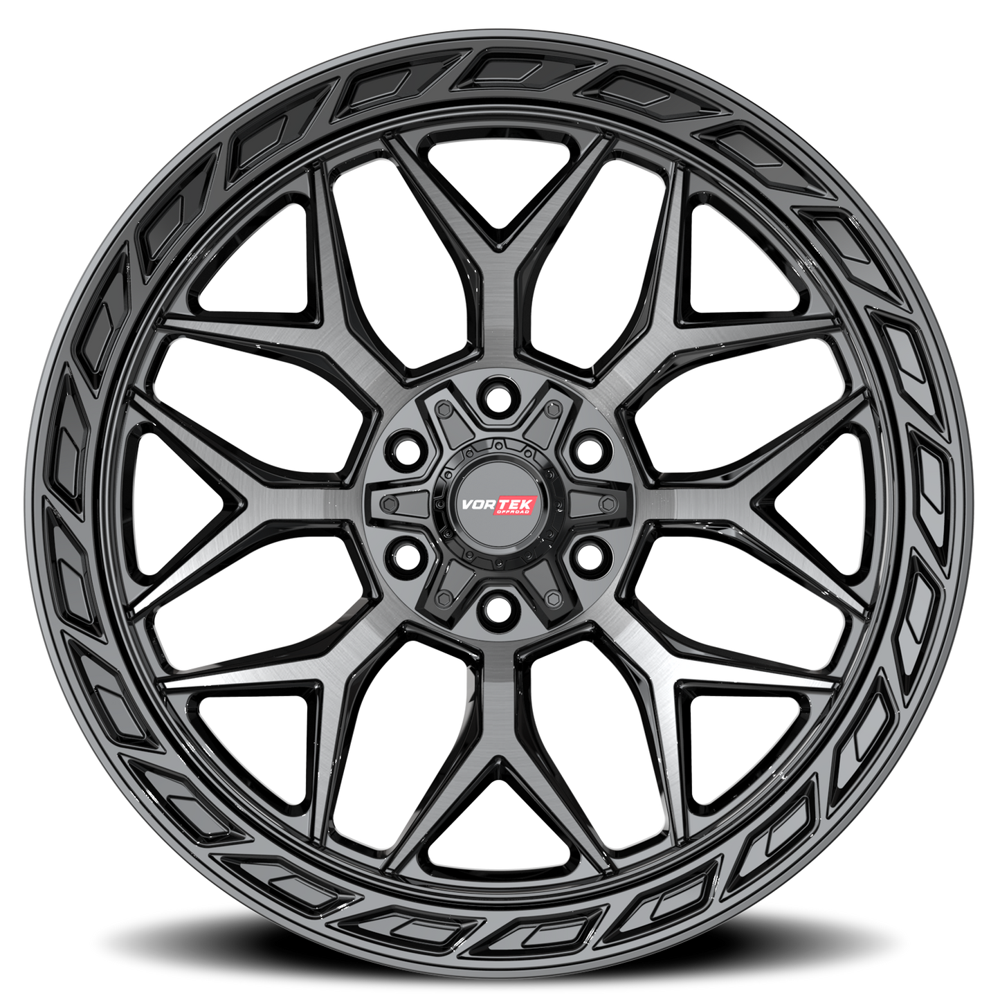 VORTEK VRP-504 20X9 0 6X135/6X139.7 BLACK DIAMOND CUT WITH DARK TINT