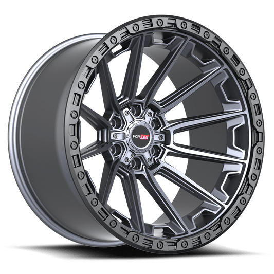 Vortek VRT-601-R 17x9 -12 6x135/6x139.7 Matte Titanium With Black Bead Ring 60117957-12MTBR-R
