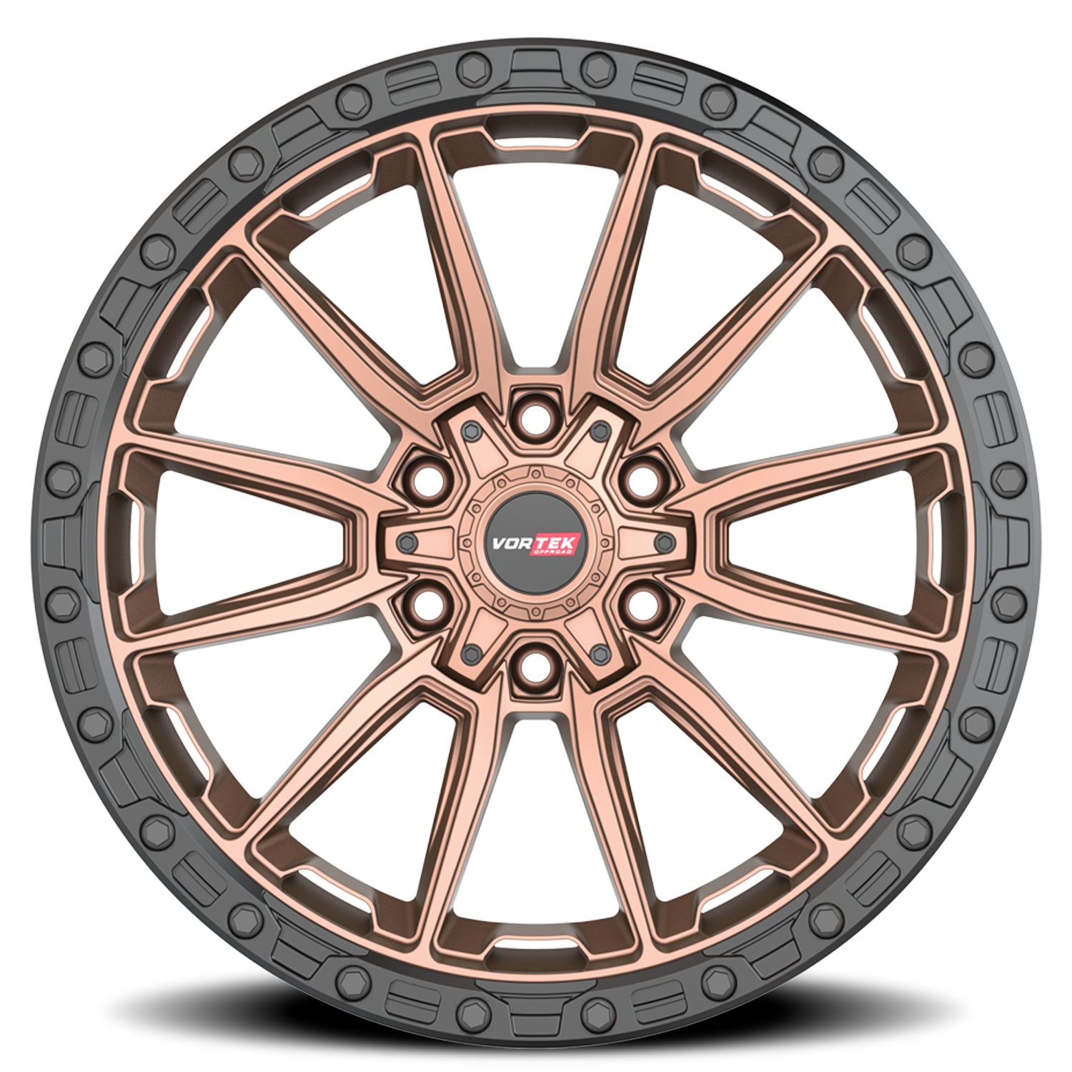 VORTEK VRT-601 22X10 -12 6X135/6X139.7 MATTE BRONZE WITH BLACK BEAD RING