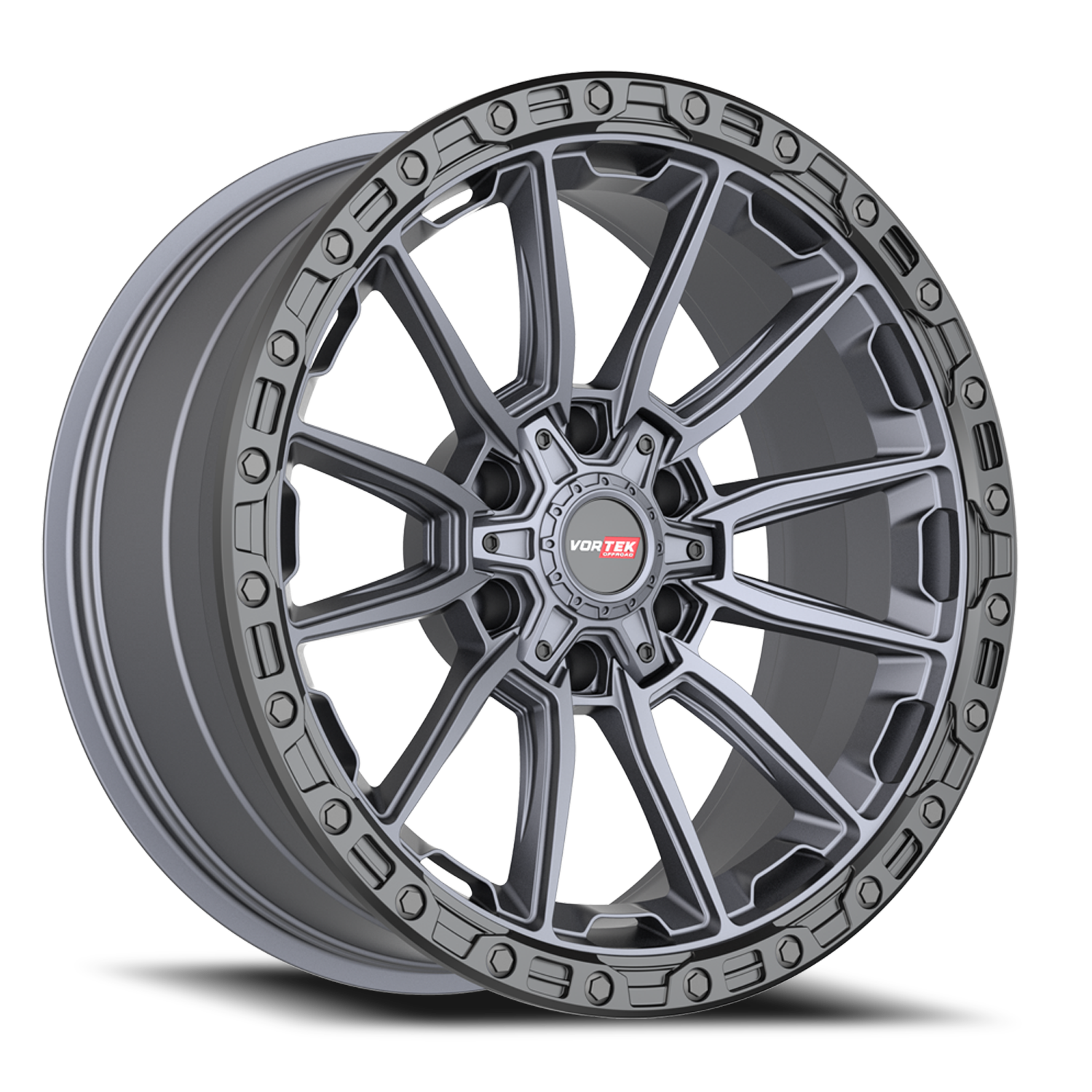 VORTEK VRT-601 22X10 -24 6X135/6X139.7 MATTE TITANIUM WITH BLACK BEAD RING