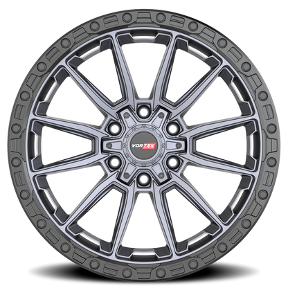 VORTEK VRT-601 22X10 -24 6X135/6X139.7 MATTE TITANIUM WITH BLACK BEAD RING