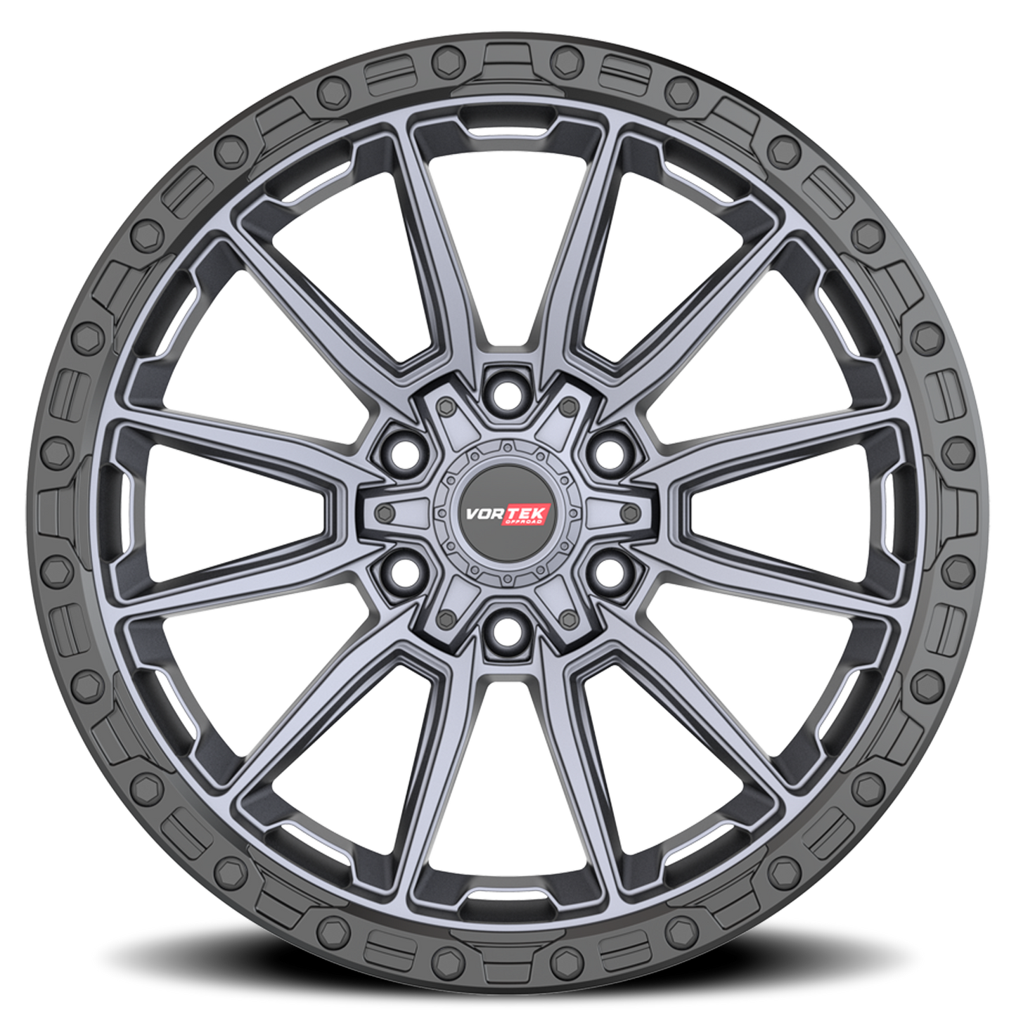 VORTEK VRT-601 22X10 -12 6X135/6X139.7 MATTE TITANIUM WITH BLACK BEAD RING