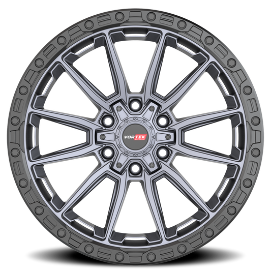 VORTEK VRT-601 22X10 -12 6X135/6X139.7 MATTE TITANIUM WITH BLACK BEAD RING
