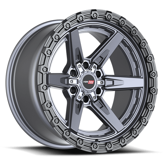Vortek VRT-602-R 17x9 -12 6x135/6x139.7 Matte Titanium With Black Bead Ring 60217957-12MTBR-R