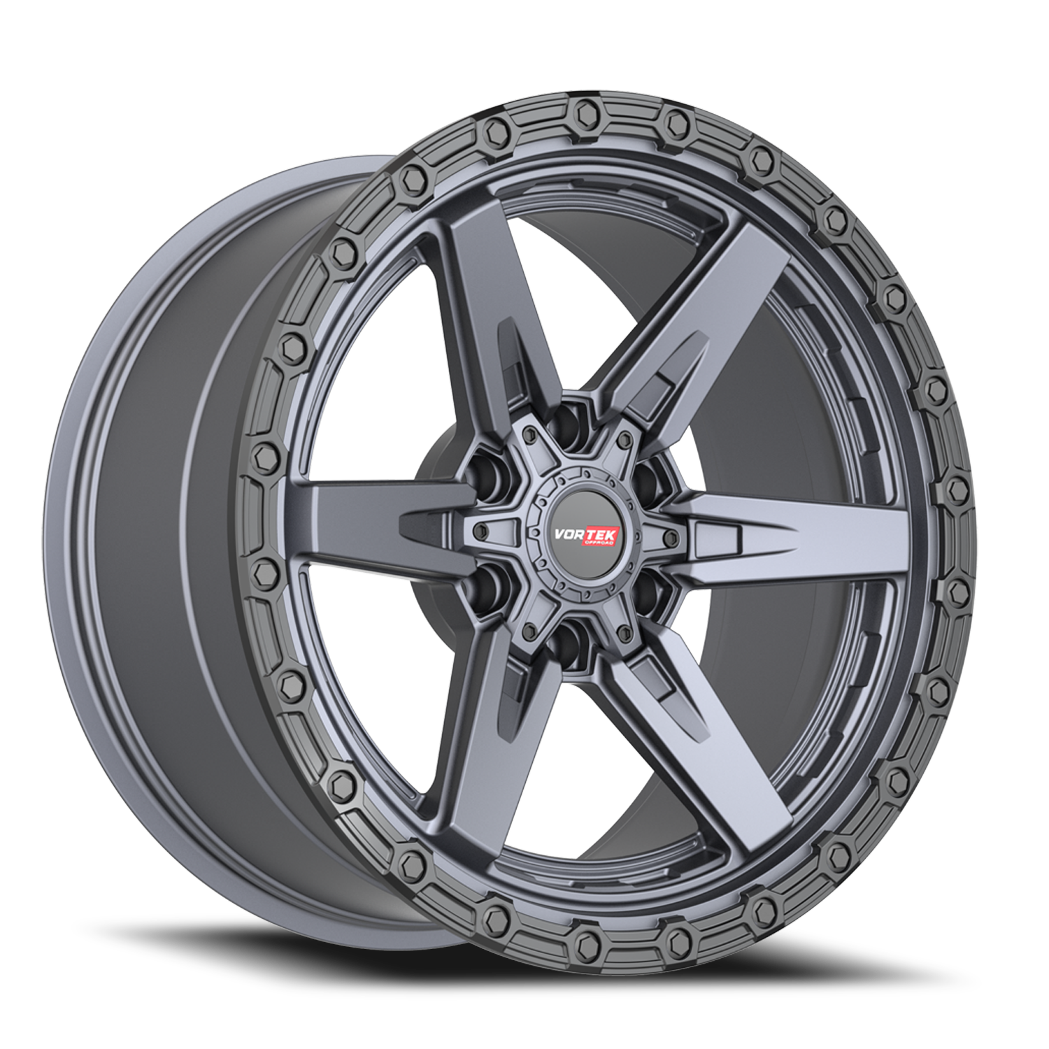 VORTEK VRT-602 17X9 -12 6X135/6X139.7 MATTE TITANIUM WITH BLACK BEAD RING