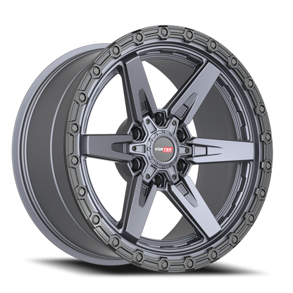VORTEK VRT-602 18X9 12 6X135/6X139.7 MATTE TITANIUM WITH BLACK BEAD RING