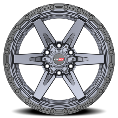 VORTEK VRT-602 20X9 12 6X135/6X139.7 MATTE TITANIUM WITH BLACK BEAD RING