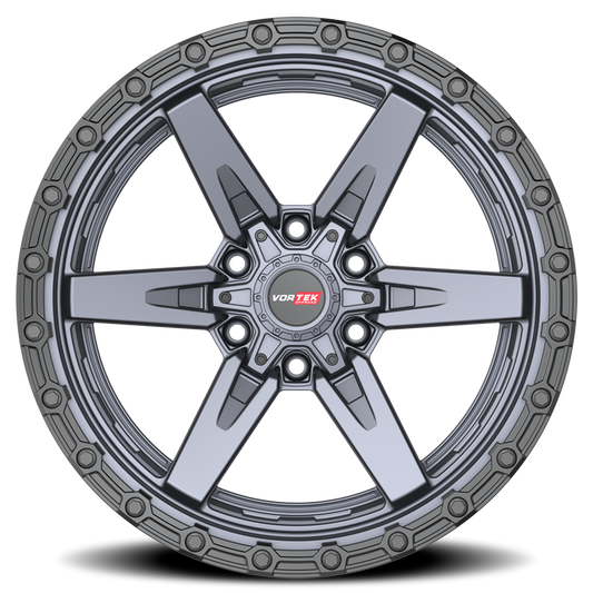 VORTEK VRT-602 18X9 -12 6X135/6X139.7 MATTE TITANIUM WITH BLACK BEAD RING