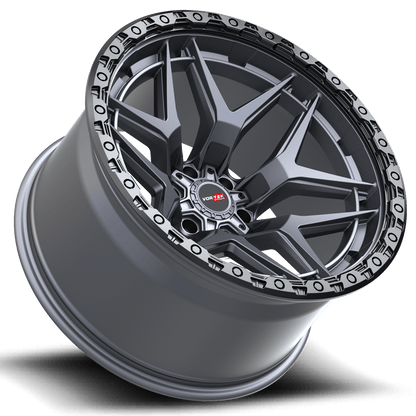 VORTEK VRT-603 18X9 -12 BLANK MATTE TITANIUM WITH BLACK BEAD RING