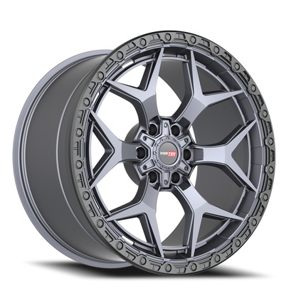 VORTEK VRT-603 20X10 -24 6X135/6X139.7 MATTE TITANIUM WITH BLACK BEAD RING