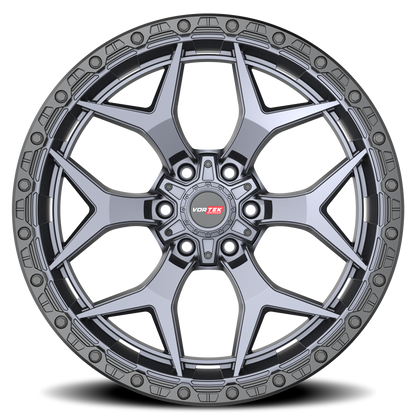 VORTEK VRT-603 17X9 0 6X135/6X139.7 MATTE TITANIUM WITH BLACK BEAD RING