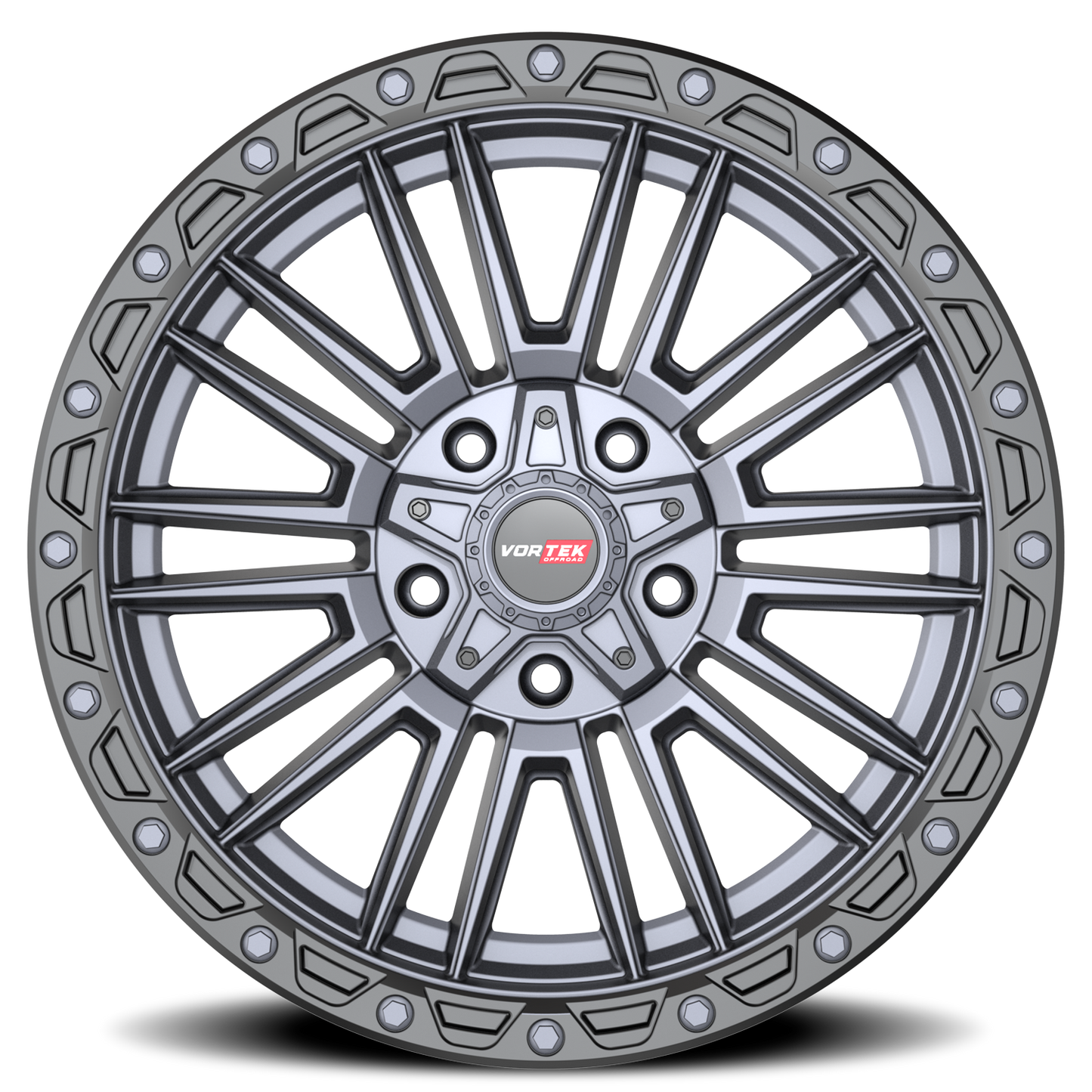 VORTEK VRT-604 22X10 -18 5X127/5X139.7 MATTE TITANIUM WITH BLACK BEAD RING