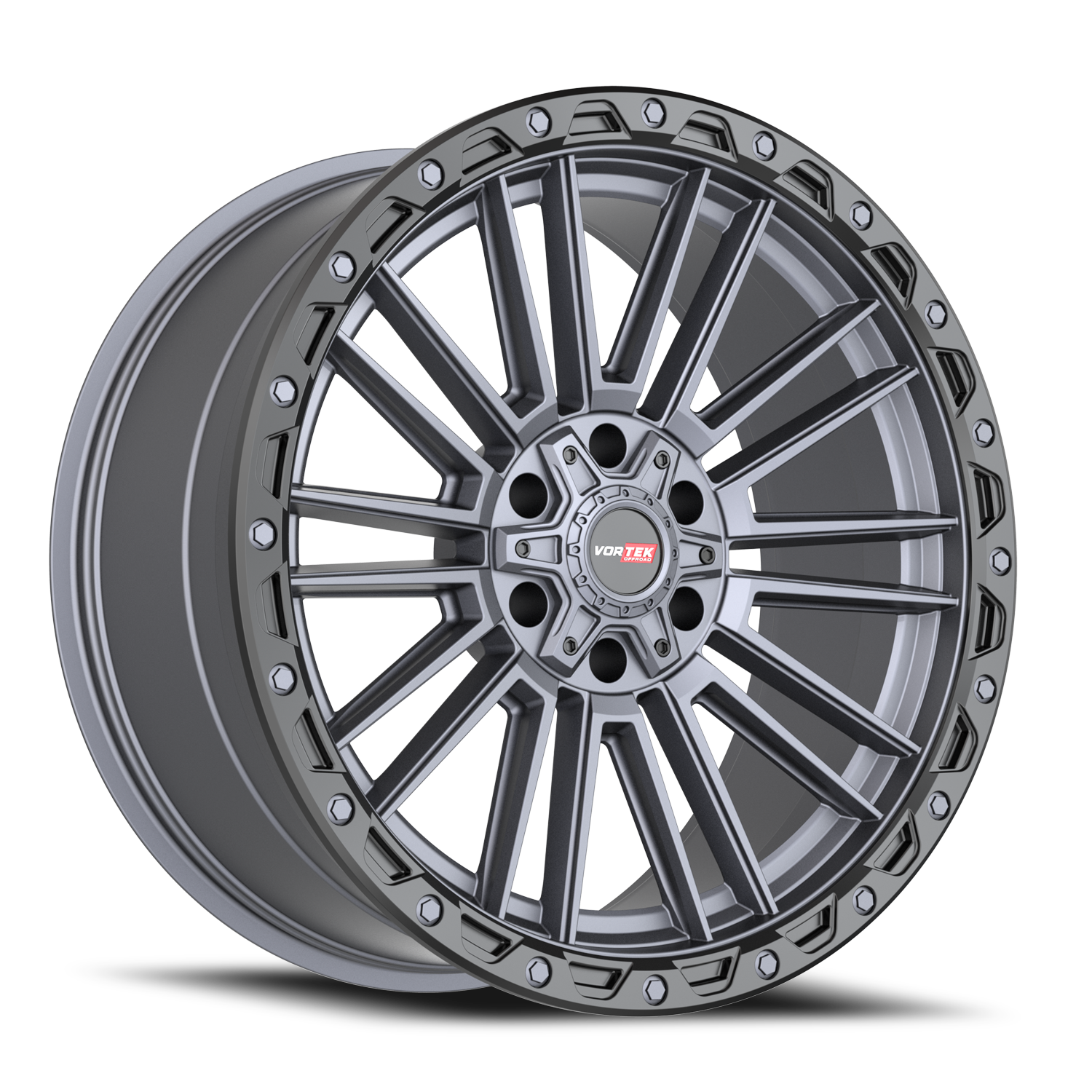 VORTEK VRT-604 22X10 -18 6X135/6X139.7 MATTE TITANIUM WITH BLACK BEAD RING