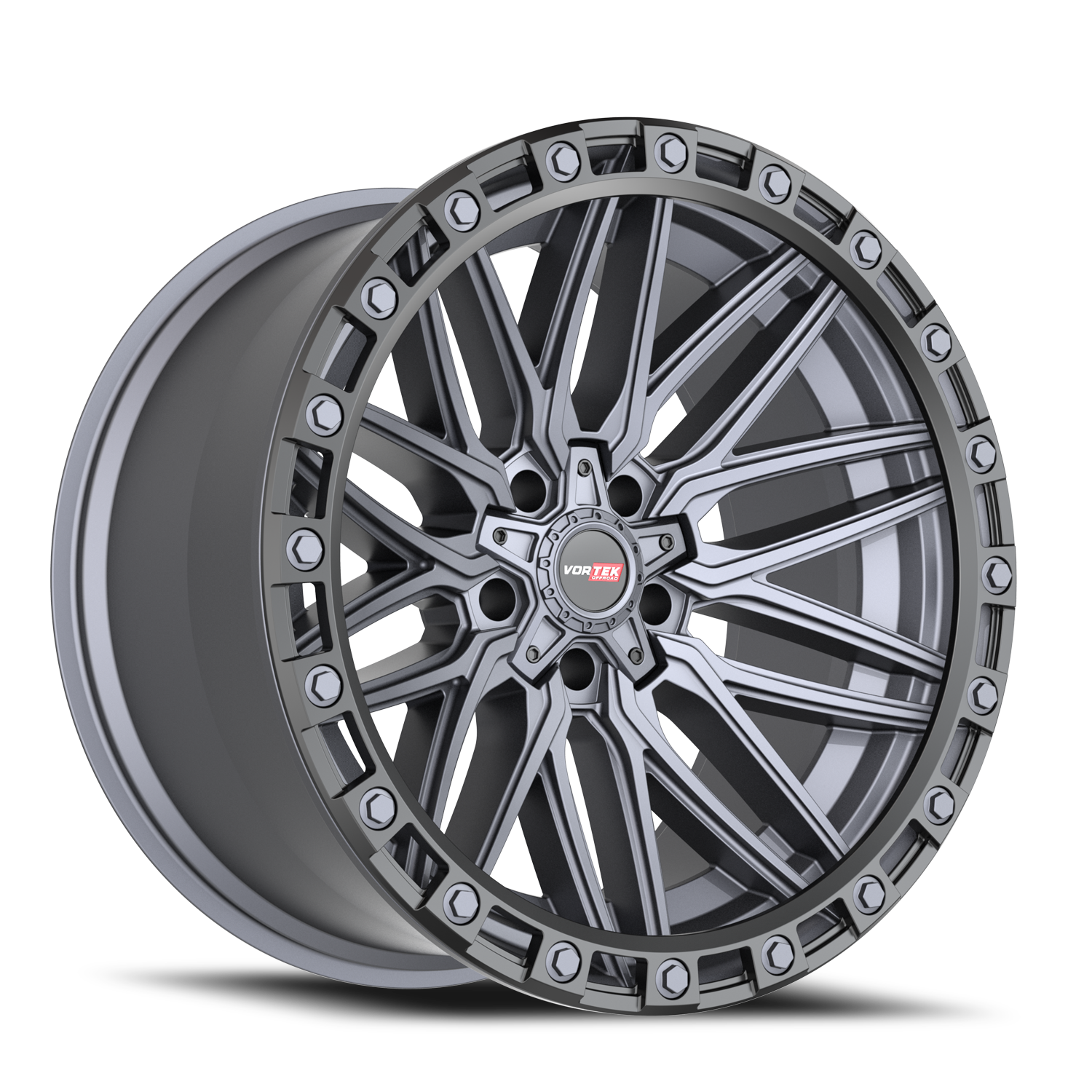 VORTEK VRT-608 20X10 -24 5X127/5X139.7 MATTE TITANIUM WITH BLACK BEAD RING