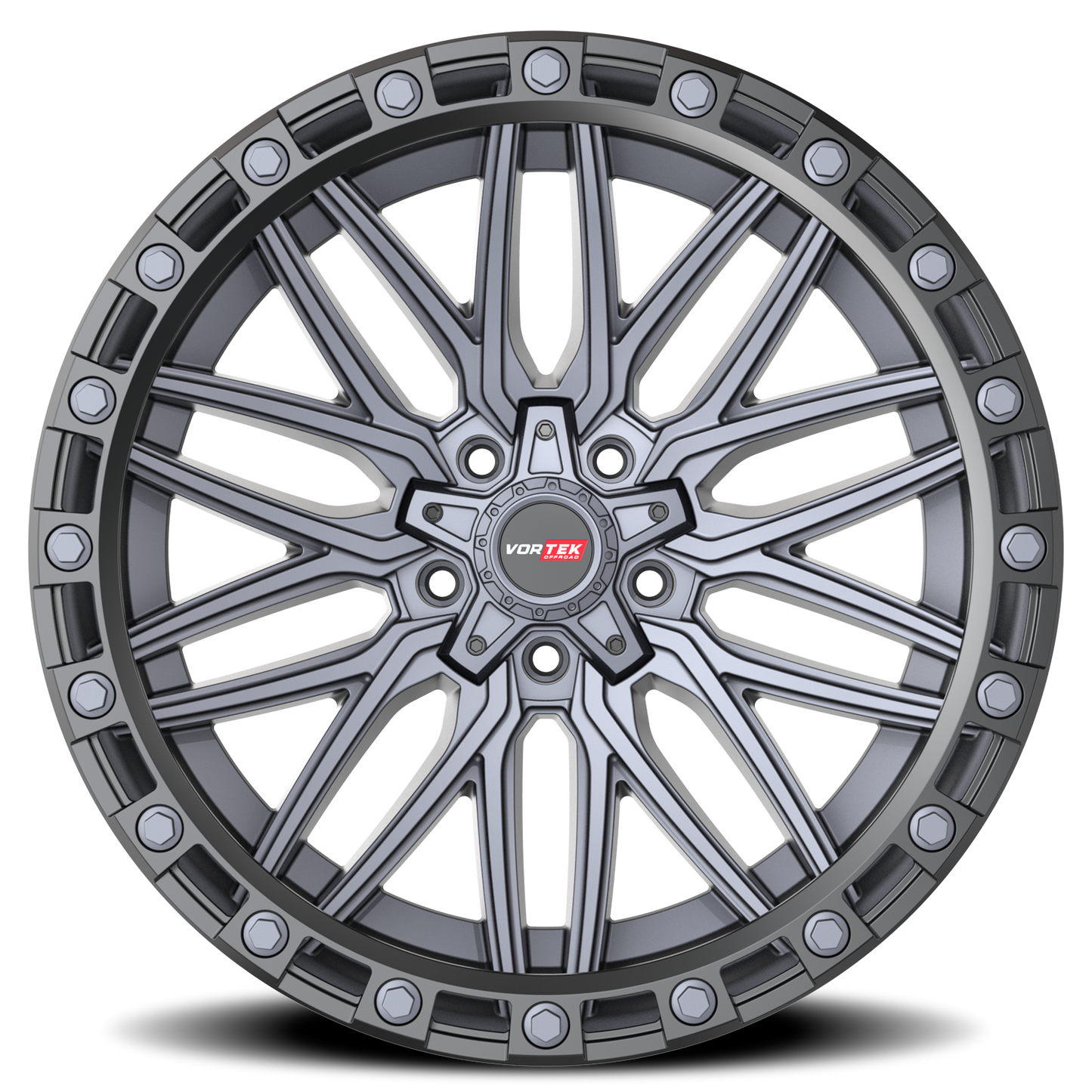 VORTEK VRT-608 20X10 -24 5X127/5X139.7 MATTE TITANIUM WITH BLACK BEAD RING