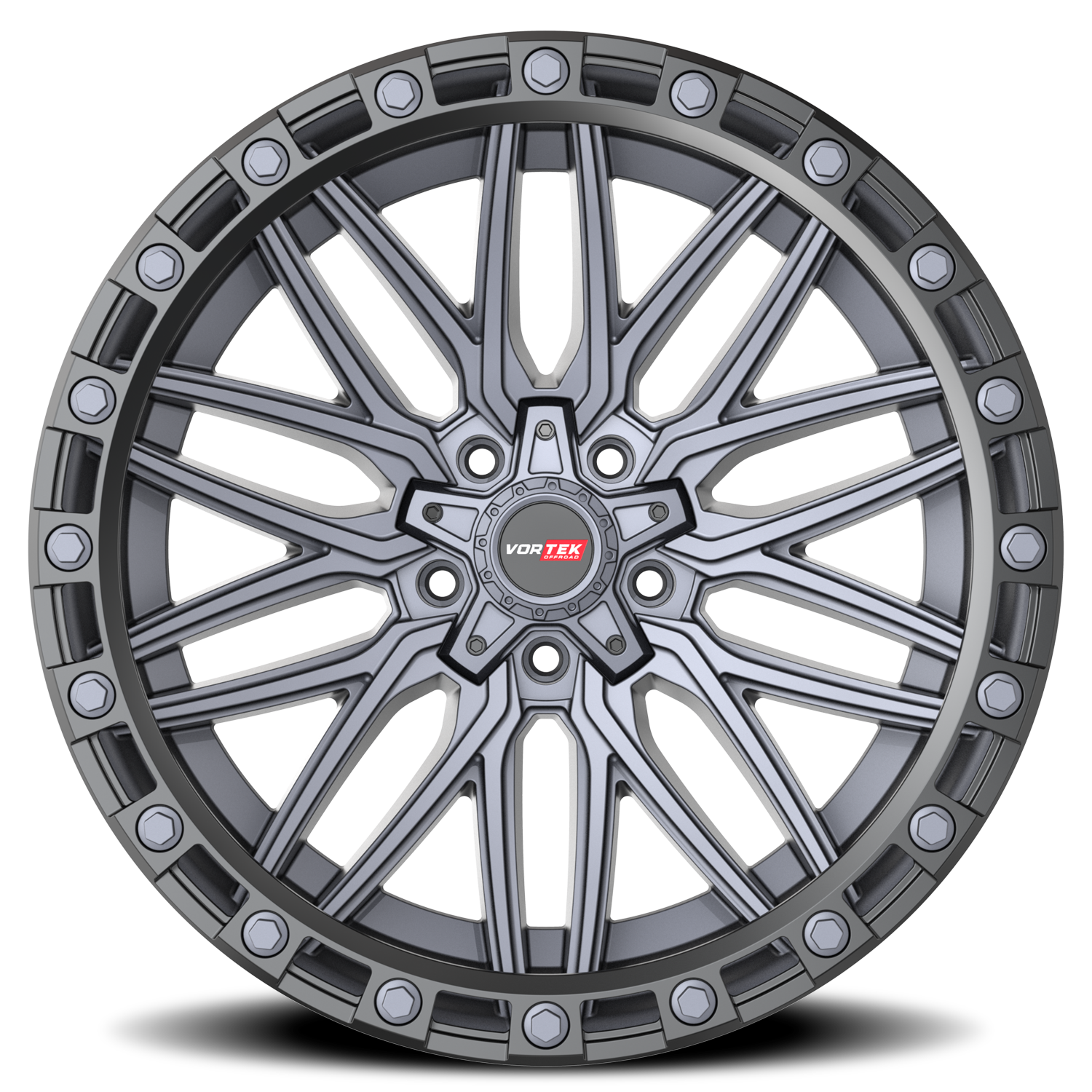 VORTEK VRT-608 20X10 -24 5X127/5X139.7 MATTE TITANIUM WITH BLACK BEAD RING