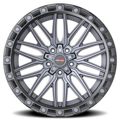 VORTEK VRT-608 20X10 -24 5X127/5X139.7 MATTE TITANIUM WITH BLACK BEAD RING