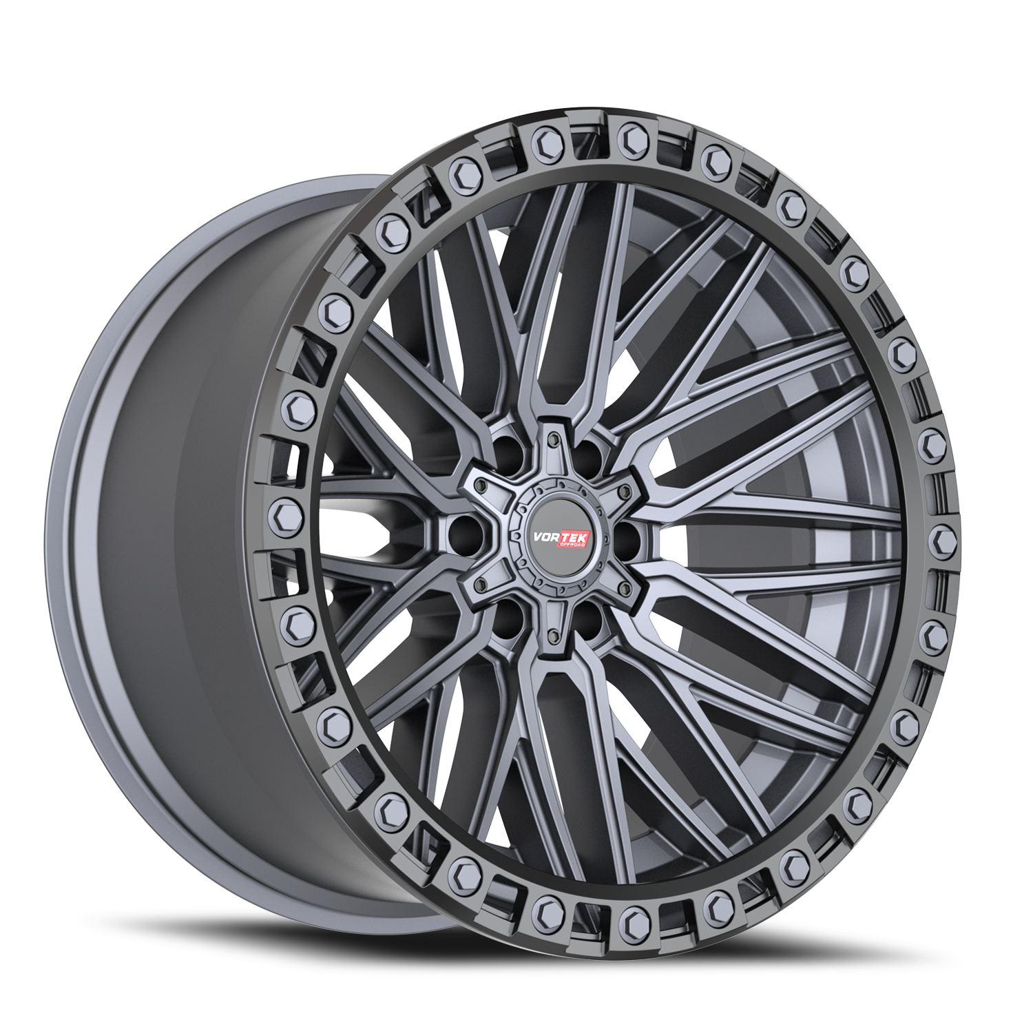 VORTEK VRT-608 20X10 -12 6X135/6X139.7 MATTE TITANIUM WITH BLACK BEAD RING