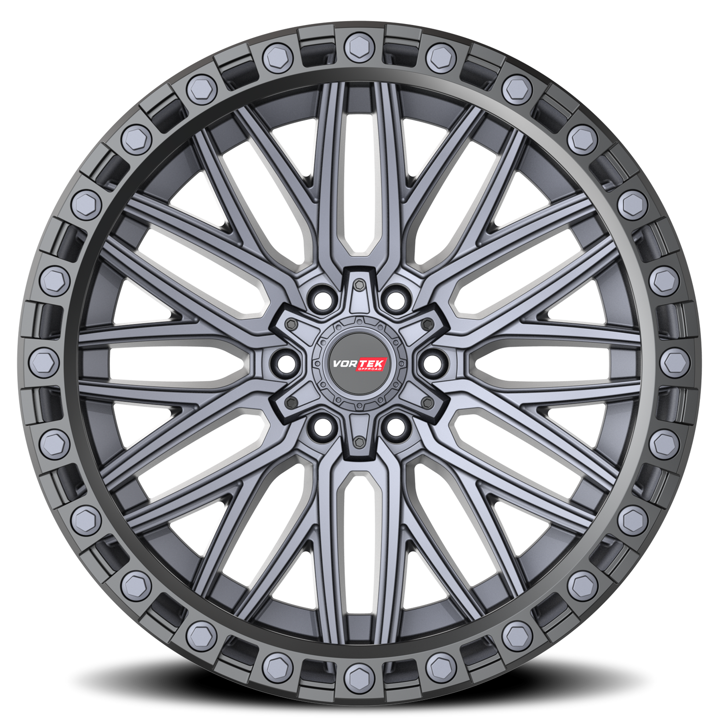 VORTEK VRT-608 20X10 -24 6X135/6X139.7 MATTE TITANIUM WITH BLACK BEAD RING
