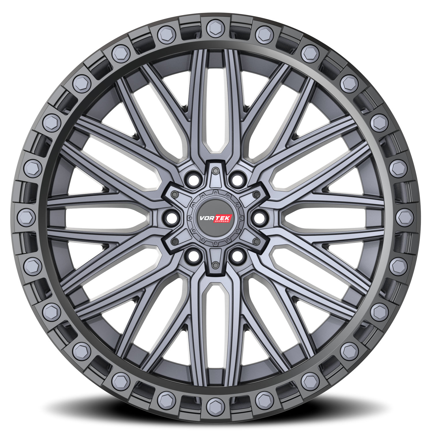 VORTEK VRT-608 20X10 -24 6X135/6X139.7 MATTE TITANIUM WITH BLACK BEAD RING