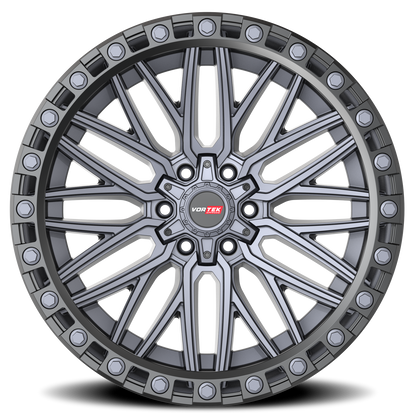 VORTEK VRT-608 20X10 -24 6X135/6X139.7 MATTE TITANIUM WITH BLACK BEAD RING