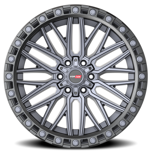 VORTEK VRT-608 20X10 -12 6X135/6X139.7 MATTE TITANIUM WITH BLACK BEAD RING