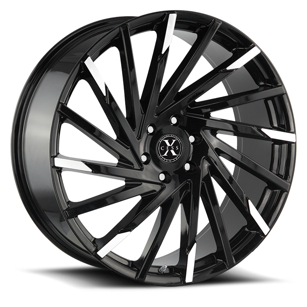 XCESS X02 X02 24X9.5 24MM 6X135 GLOSS BLACK MACHINED TIPS | X02463524GBMT