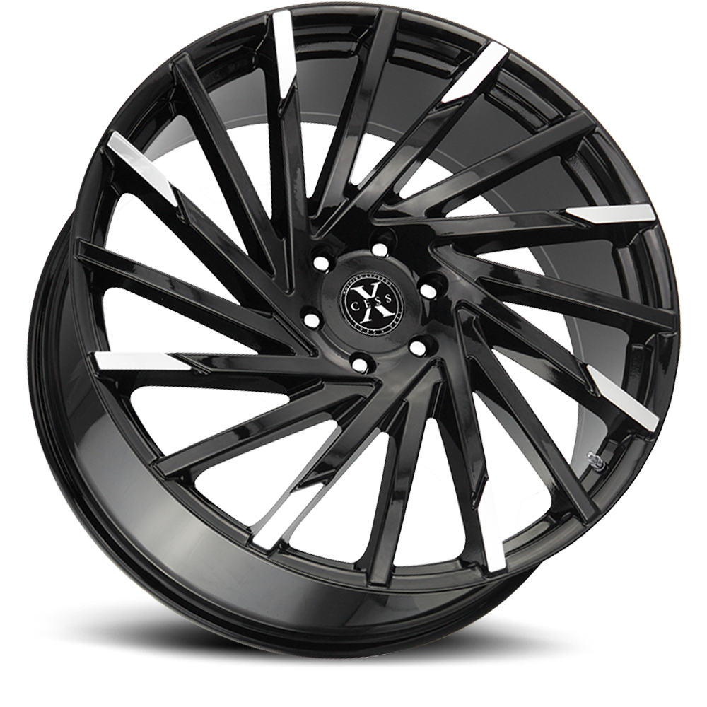 XCESS X02 X02 24X9.5 24MM 6X135 GLOSS BLACK MACHINED TIPS | X02463524GBMT
