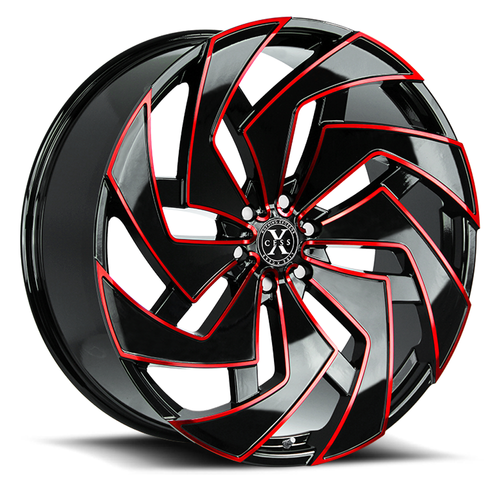 XCESS X04 X04 22X9 15MM 5X115 GLOSS BLACK CANDY RED MILLED | X04251515GBMLR