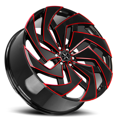 XCESS X04 X04 22X9 35MM 5X120 GLOSS BLACK CANDY RED MILLED | X04252035GBMLR