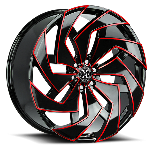 XCESS X04 X04 22X9 24MM 6X139.7 GLOSS BLACK CANDY RED MILLED | X04263924GBMLR