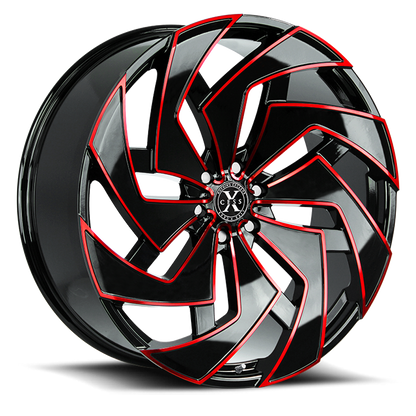 XCESS X04 X04 26X10 26MM 6X139.7 GLOSS BLACK CANDY RED MILLED | X04663926GBMLR