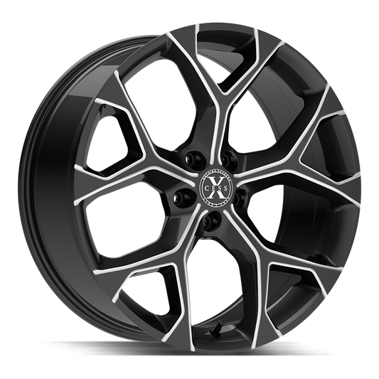 XCESS X05 5 FLAKE 18X8.5 35MM 5X108 GLOSS BLACK MILLED | X0588550835GBML
