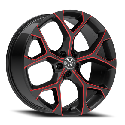 XCESS X05 5 FLAKE 22X9 35MM 5X112 GLOSS BLACK CANDY RED MILLED | X0529051235GBMLR