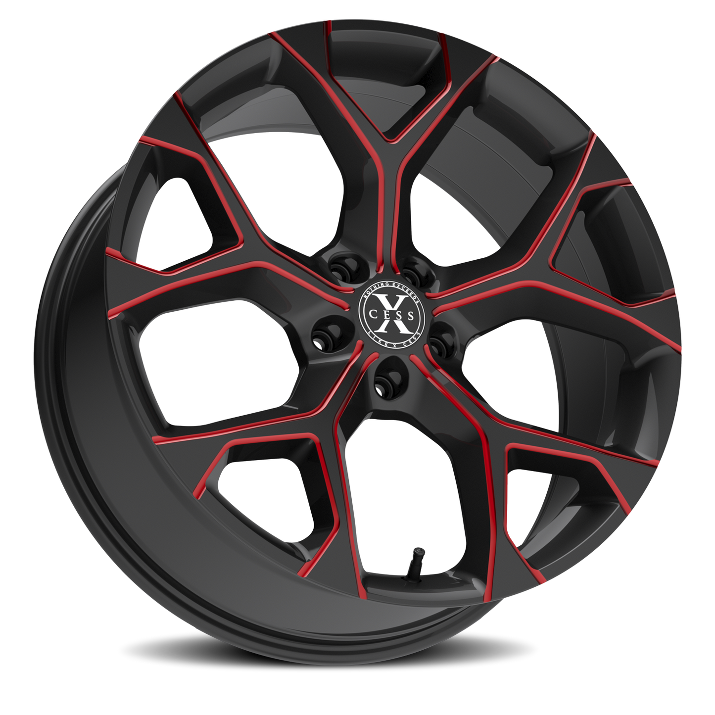 XCESS X05 5 FLAKE 24X9 15MM 5X115 GLOSS BLACK CANDY RED MILLED | X0549051515GBMLR
