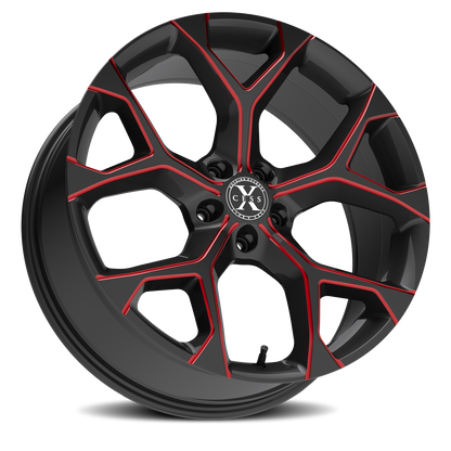 XCESS X05 5 FLAKE 24X9 15MM 5X115 GLOSS BLACK CANDY RED MILLED | X0549051515GBMLR