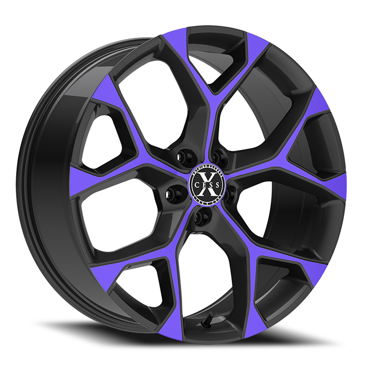 XCESS X05 5 FLAKE 20X8.5 35MM 5X114.3 GLOSS BLACK PURPLE MACHINED | X05051435GBMP