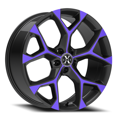 XCESS X05 5 FLAKE 20X8.5 35MM 5X114.3 GLOSS BLACK PURPLE MACHINED | X05051435GBMP
