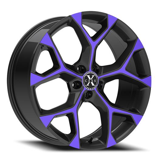 XCESS X05 5 FLAKE 20X8.5 35MM 5X114.3 GLOSS BLACK PURPLE MACHINED | X05051435GBMP