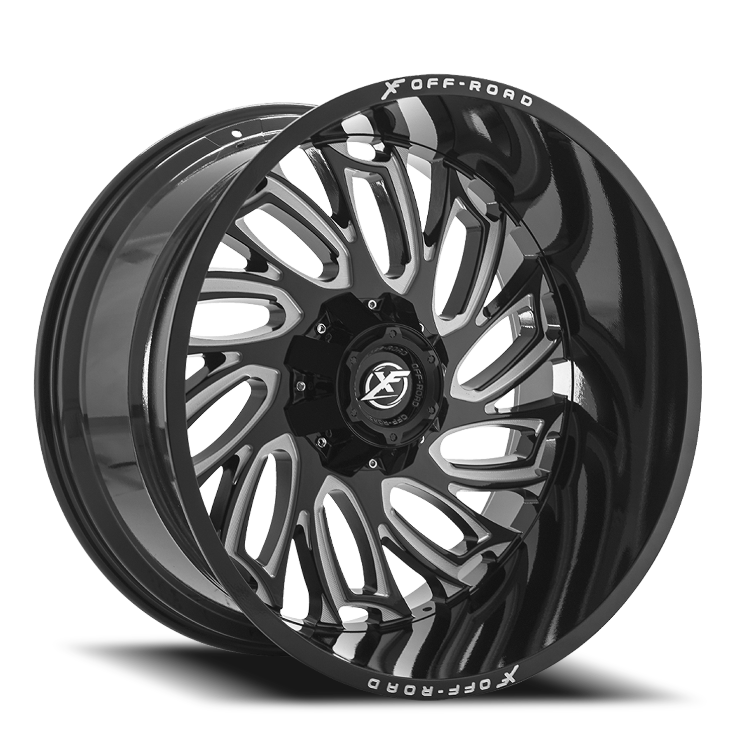 XF OFF-ROAD XF-207 22X12 -44 6X135/6X139.7 GLOSS BLACK & MILLED